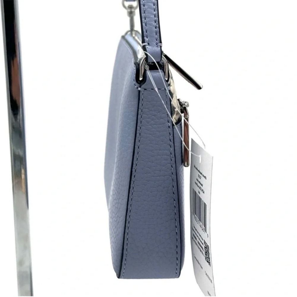 Kate Spade Leila Convertible Leather Mini Pachette Bag Snakeskin Blue - Picture 4 of 9